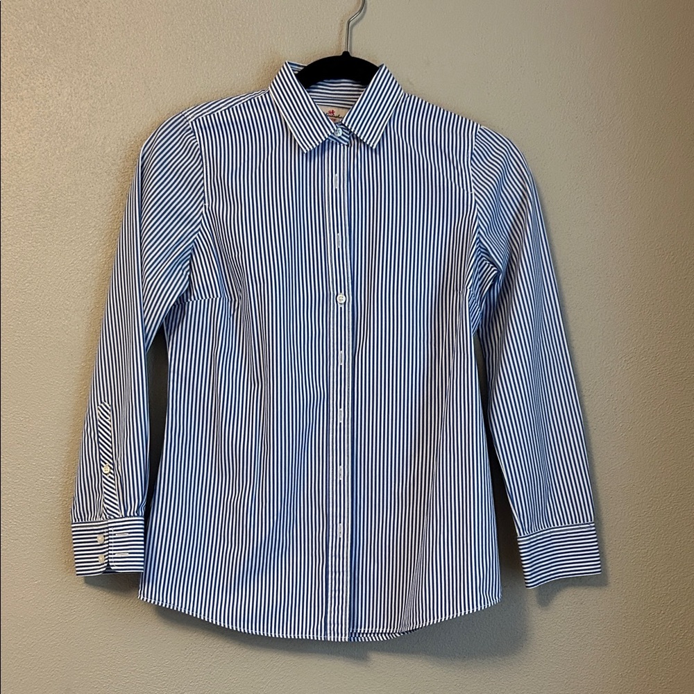 J. Crew Blue and White Striped Button Down Shirt